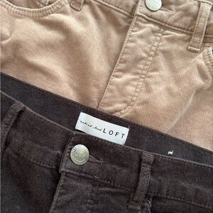 LOFT Soft Corduroy Pants in Dark Chocolate Brown and Tan (2 Pair)